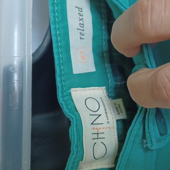 Anthropologie Relaxed Chino Womens sz 27 BlueGreen, rolled hem - Picture 4 of 5